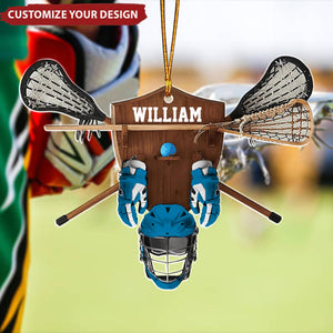 Custom Lacrosse Equipment Christmas Ornament - Personalized Lacrosse Player Ornament