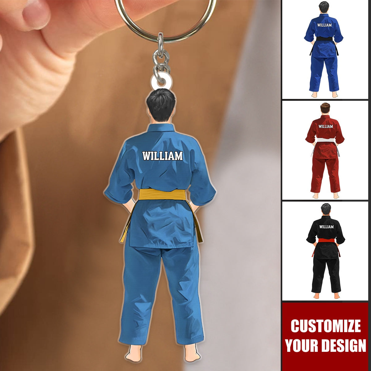 Personalized Keychain - Gift For Martial Arts Karate Jiu Jitsu Judo Lovers