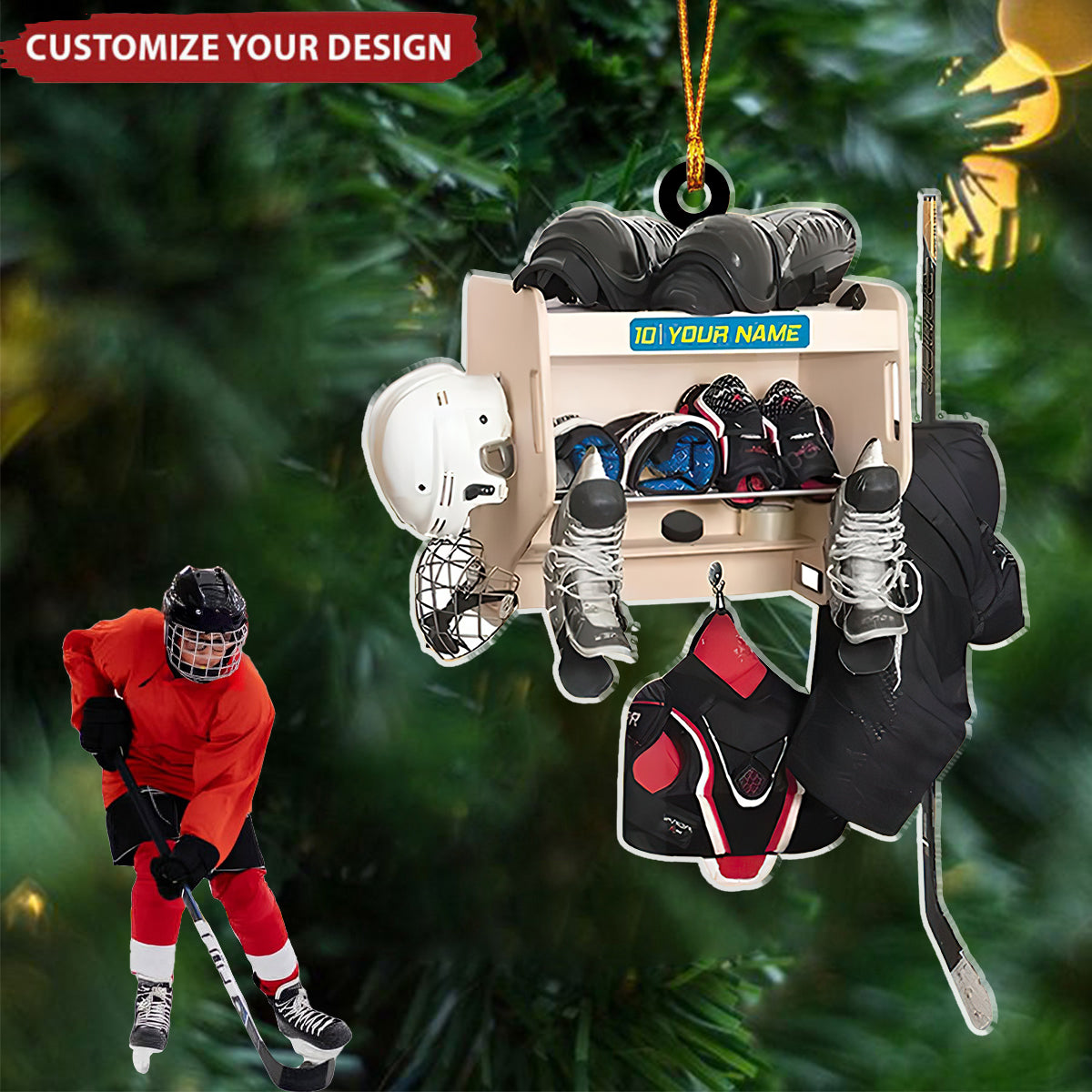 Personalized Hockey Gift For Hockey Players - Custom Hockey Ornament