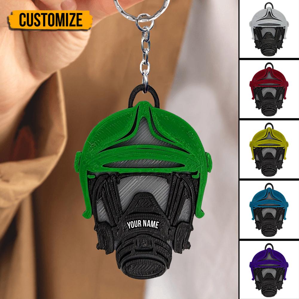 Firefighter Breathing Apparatus With Helmet Personalized Keychain