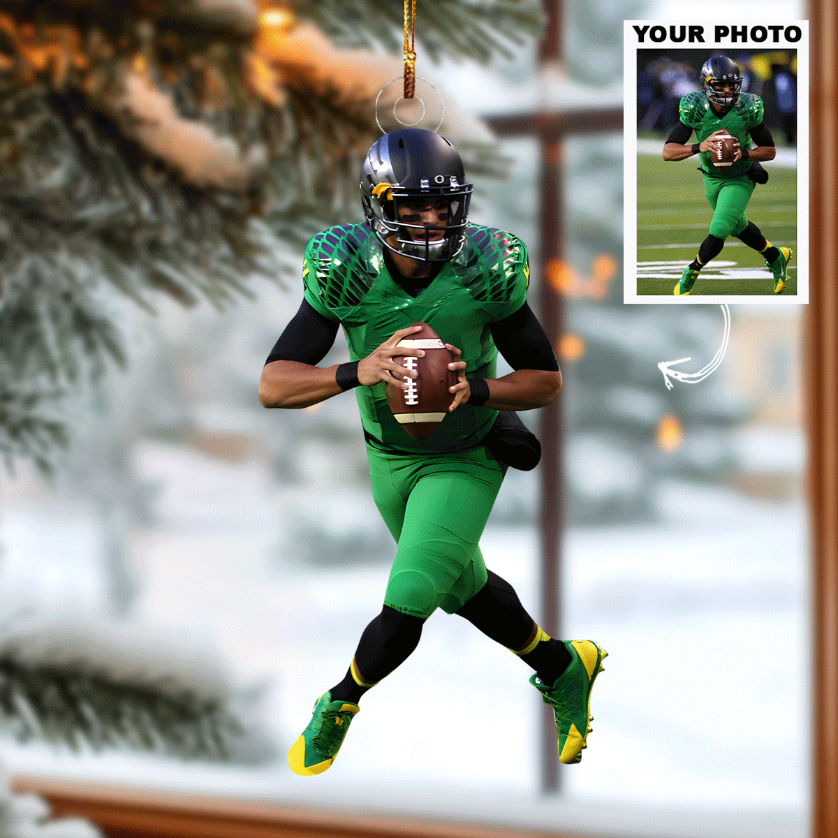 My Heart Is On That Field - Personalized Photo Mica Ornament - Christmas Gift For Football Lover