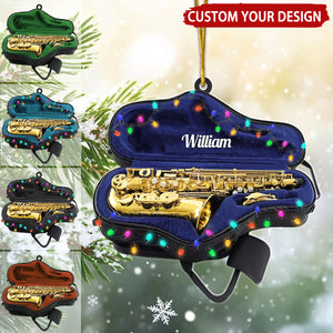 Saxophone Personalized Christmas Ornament, Gift For Saxophonist