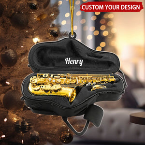 Saxophone Personalized Christmas Ornament, Gift For Saxophonist