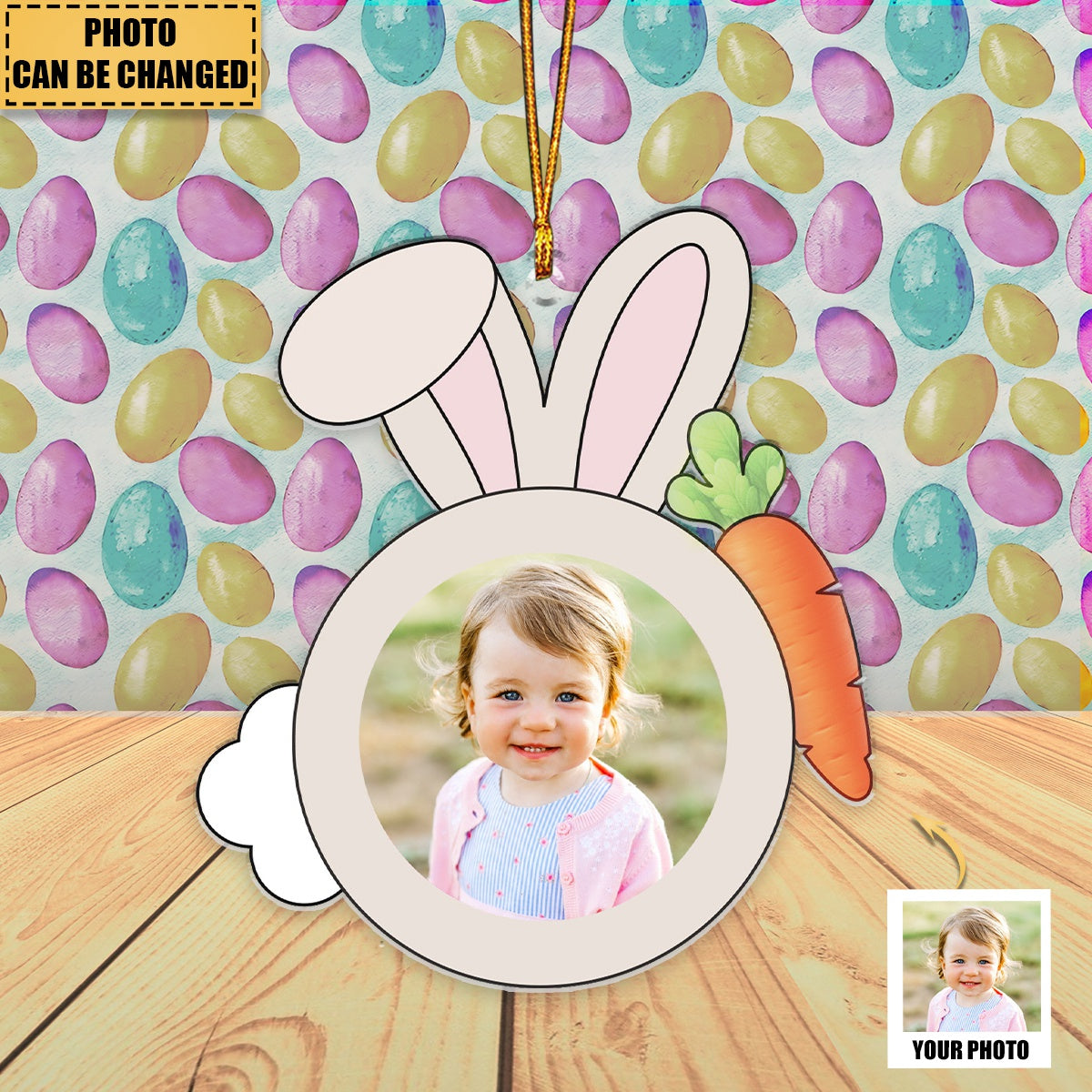 Custom Funny Rabbit Face For Kid Family Easter - Personalized Photo Easter Ornament