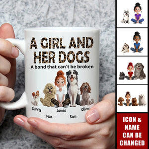 A Girl & Her Dogs Has Unbreakable Bond - Personalized Mug