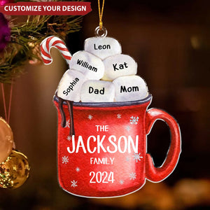 Marshmallow Hot Cocoa Cup Personalized Family Christmas Ornament