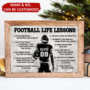 Football Life Lessons Personalized Canvas, Gifts For Football Player