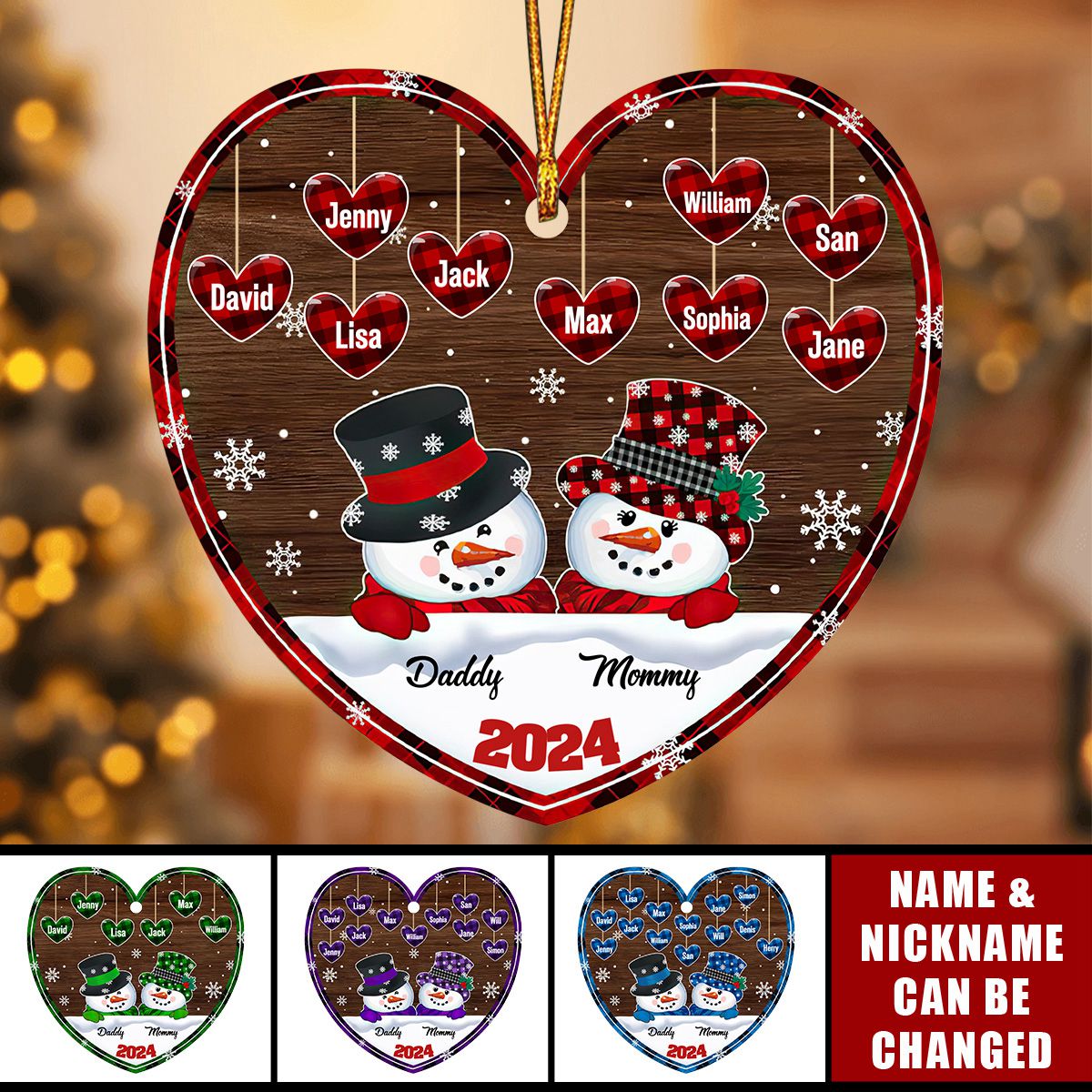 Papa Nana Snowman Christmas Grandparents - Personalized Custom Shaped Wooden Ornament