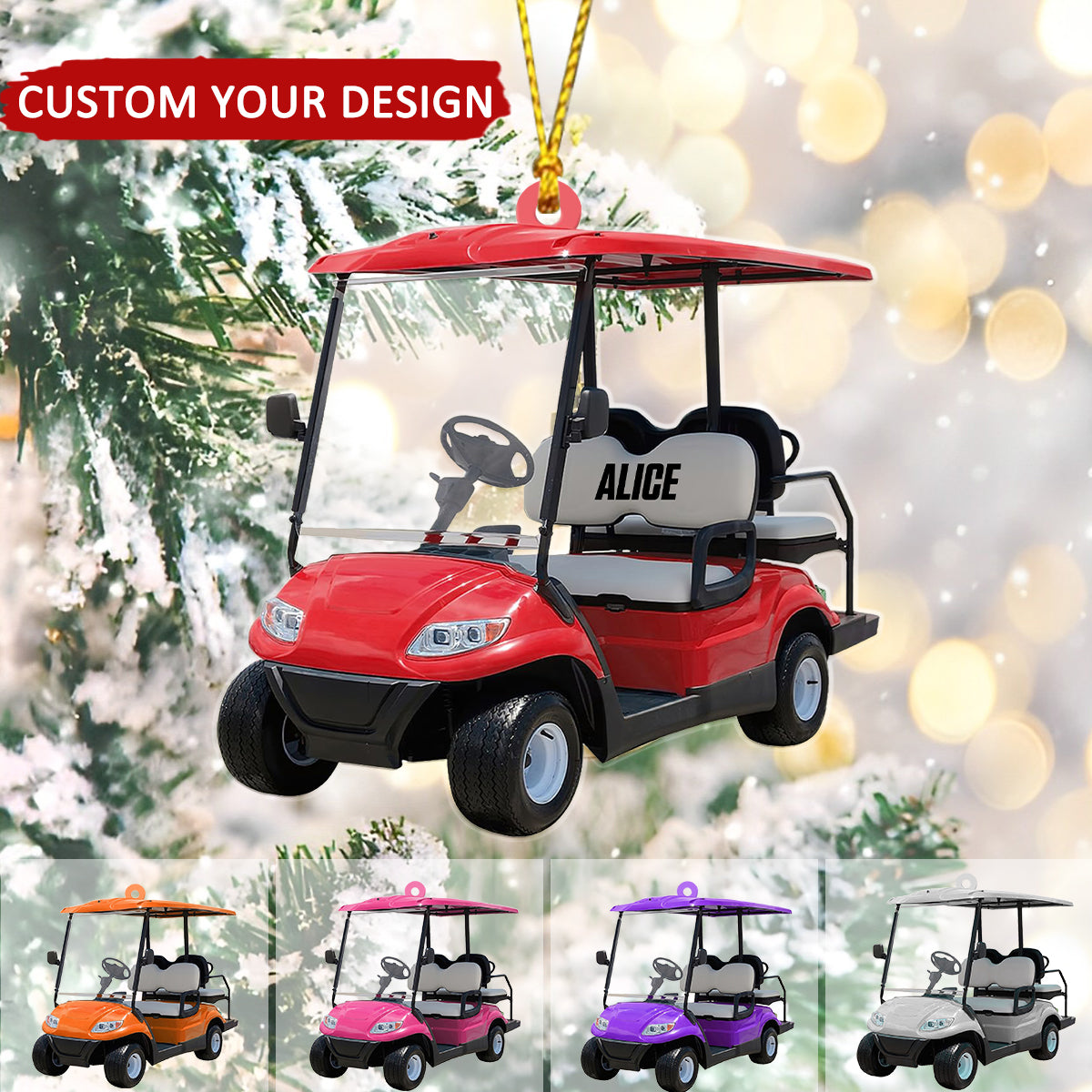 Golf Cart Personalized Acrylic Christmas Ornament, Gift For Golf Clubs Golfer