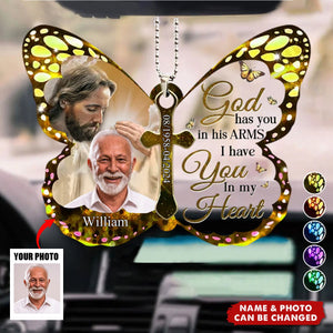 Custom Photo God Has You In His Arms - Memorial Personalized Car Ornament