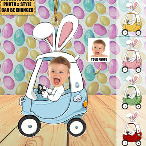 Custom Funny Face Bunny Easter Gift - Personalized Photo Easter Ornament