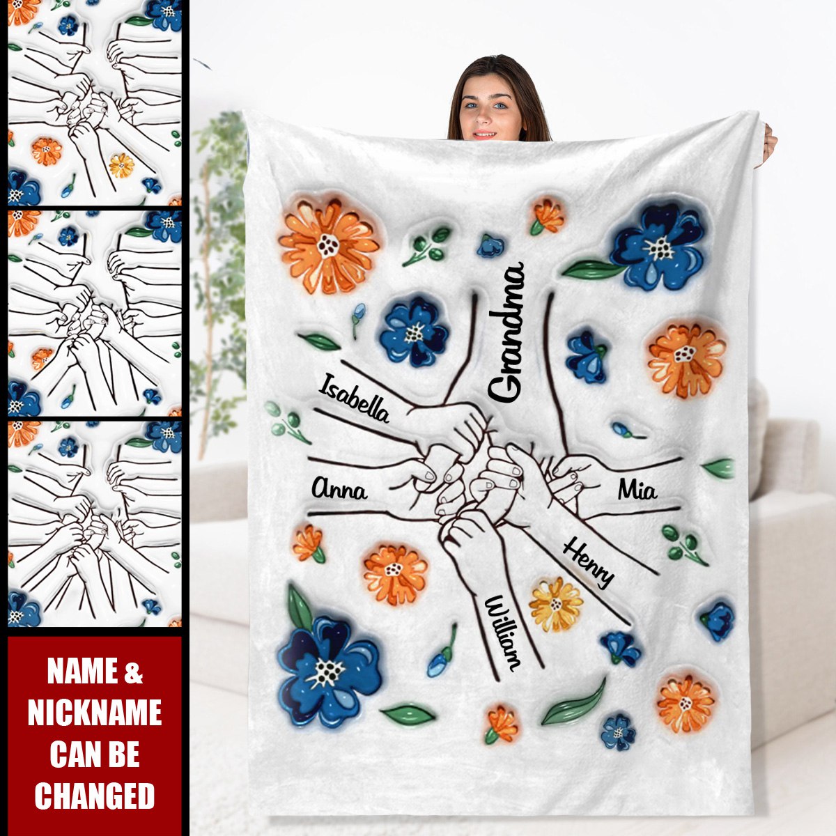 Mom, You Are My Hero - Family Personalized Custom 3D Inflated Effect Printed Blanket