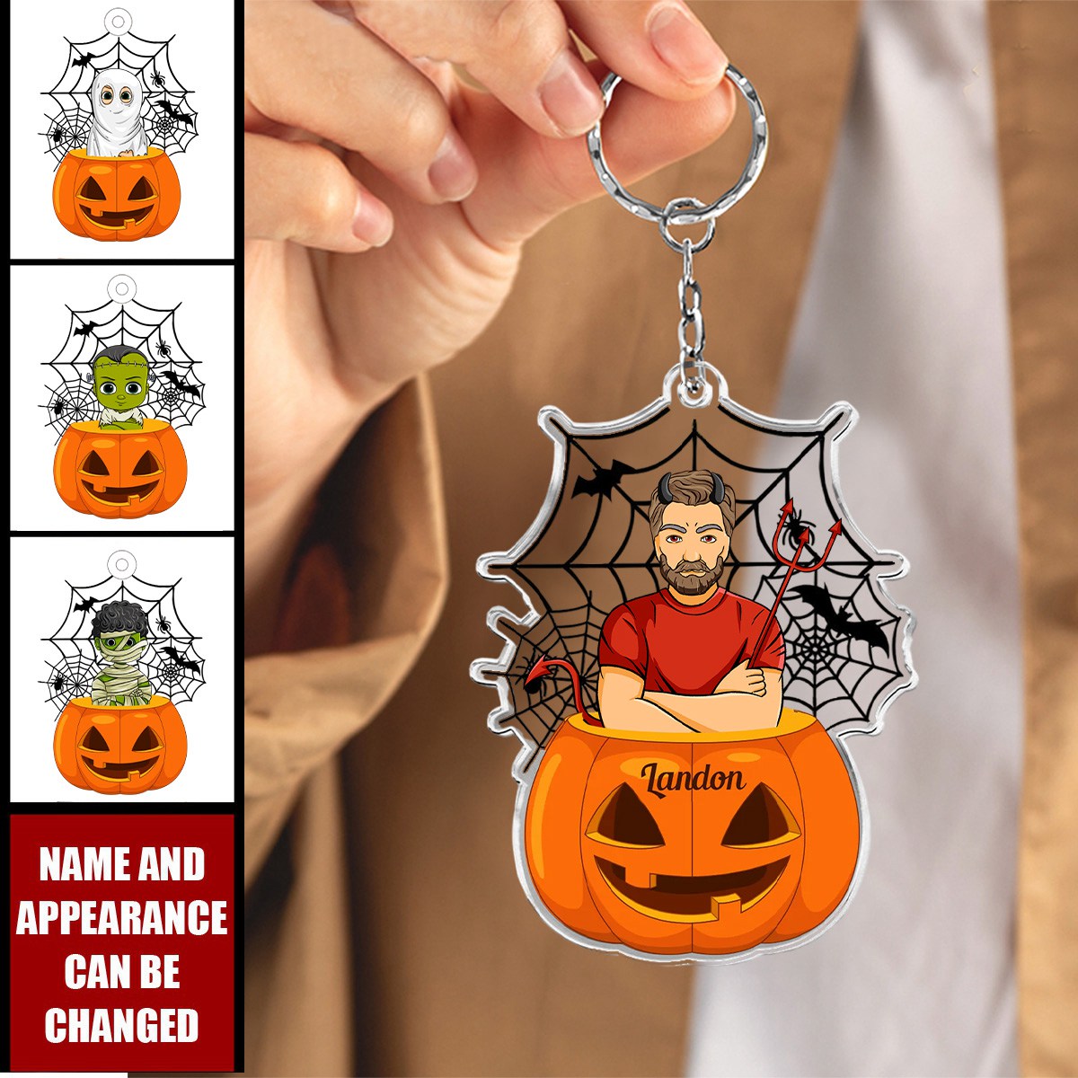 Scary Monster Kid In The Pumpkin Halloween Gift - Personalized Acrylic Keychain