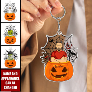 Scary Monster Kid In The Pumpkin Halloween Gift - Personalized Acrylic Keychain