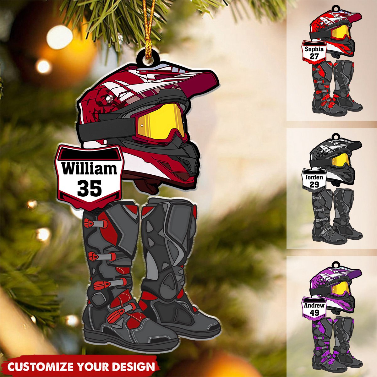 Motorcross Suit Personalized Christmas Ornament, Gift For Motorcross Lover