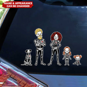 Stick Figure Family Personalized Decal, Halloween Decor