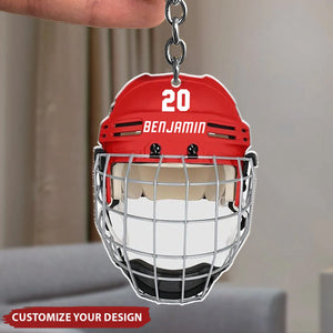 Ice Hockey Helmet - Personalized Acrylic Keychain, Gift For Ice Hockey Lovers