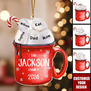 Marshmallow Hot Cocoa Cup Personalized Family Christmas Ornament