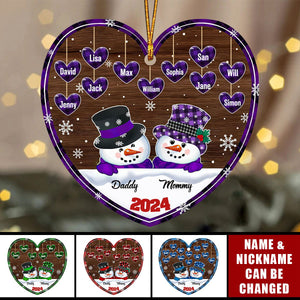 Papa Nana Snowman Christmas Grandparents - Personalized Custom Shaped Wooden Ornament