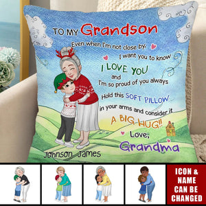 Personalized Grandma And Granddaughter Grandson Hugging Pillow - Gift For Grandkids, Grandma