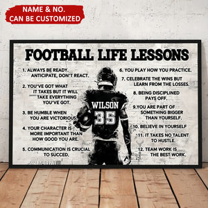 Football Life Lessons Personalized Canvas, Gifts For Football Player