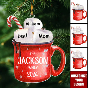 Marshmallow Hot Cocoa Cup Personalized Family Christmas Ornament