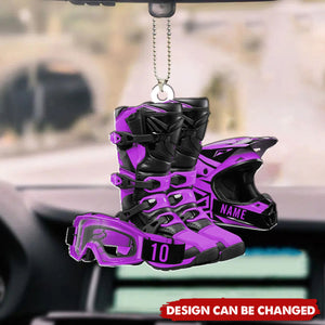 Custom Motocross Boots Helmet Car Ornament, Motocross Uniform Ornament