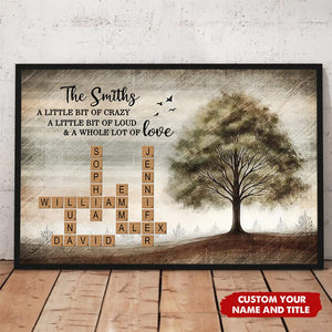 Family Whole Lot Of Love Family Tree Crossword Puzzle Art Personalized Poster, Gift For Husband, Wife, Dad, Mom