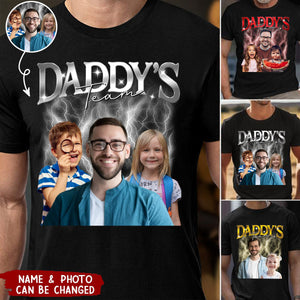 Daddy's Team Photos Insert Personalized T-Shirt - Father's Day Gift For Dad, Husband