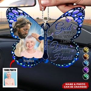 Custom Photo God Has You In His Arms - Memorial Personalized Car Ornament