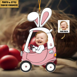 Custom Funny Face Bunny Easter Gift - Personalized Photo Easter Ornament