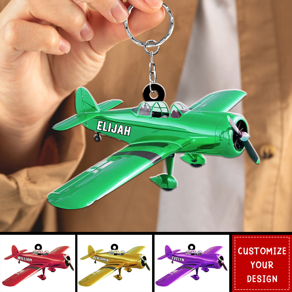 Personalized Airplane Shaped Keychain, Gift For Airplane Lover