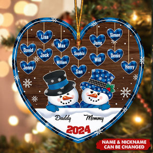 Papa Nana Snowman Christmas Grandparents - Personalized Custom Shaped Wooden Ornament