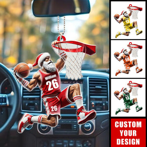 Santa Basketball Player Personalized Acrylic Ornament, Gift for Basketball Lover