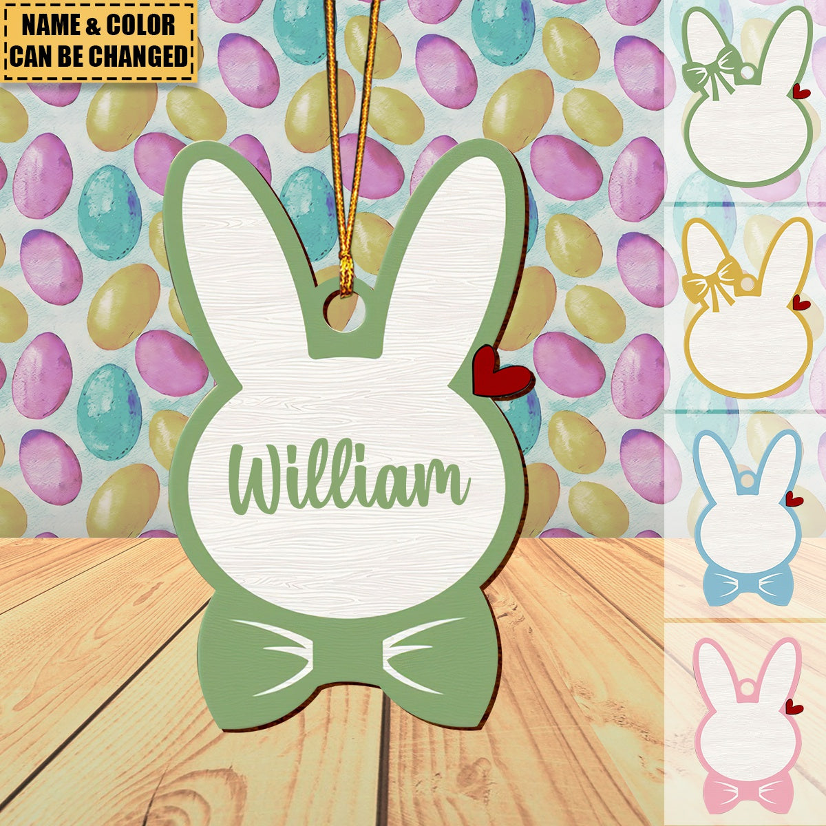 Custom Name Bunny Personalized Easter Basket Tags Ornament - Easter Gift For Kid Child