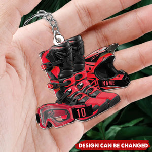 Custom Motocross Boots Helmet Keychain, Motocross Uniform Keychain