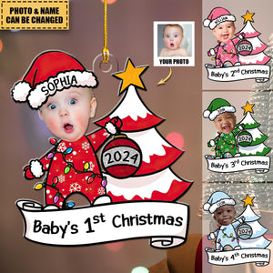 Baby's First Christmas - Personalized Christmas Tree Acrylic Photo Ornament