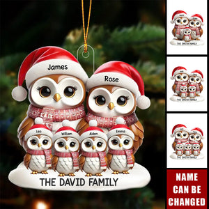 Owl Family Christmas Personalized Acrylic Ornament