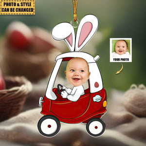 Custom Funny Face Bunny Easter Gift - Personalized Photo Easter Ornament