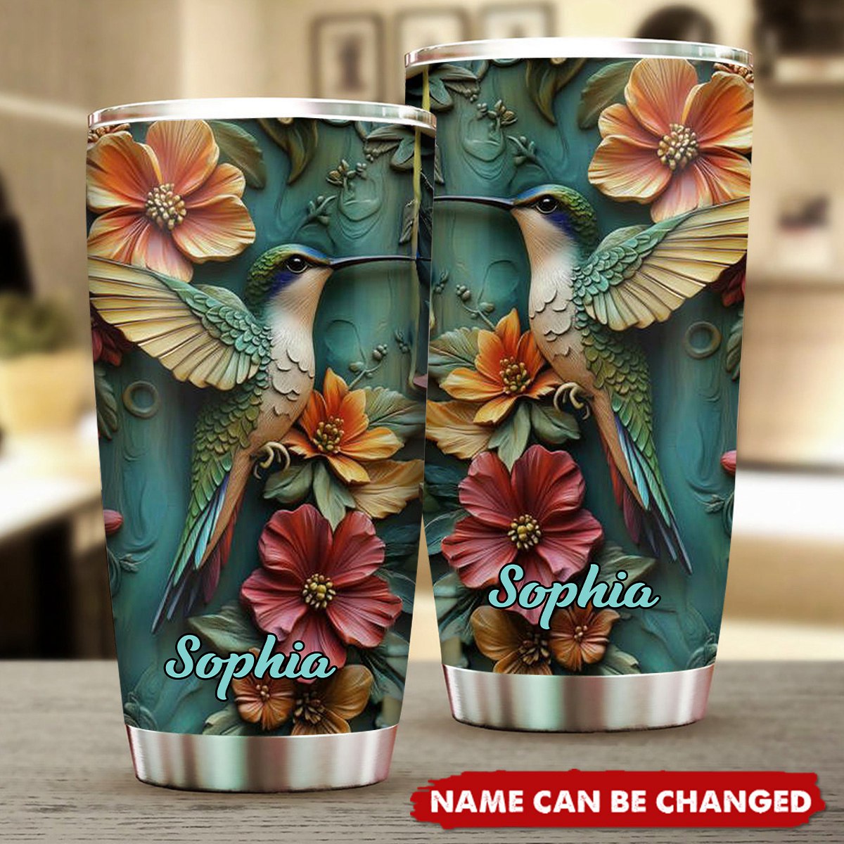 Beautiful Hummingbird And Flowers – Personalized Hummingbird Tumbler