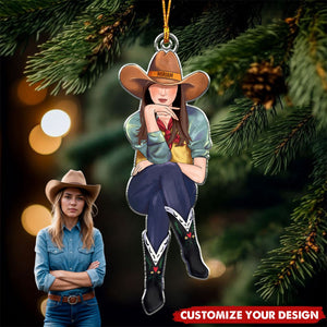 Personalized Gifts For Cowgirl Christmas Acrylic Ornament