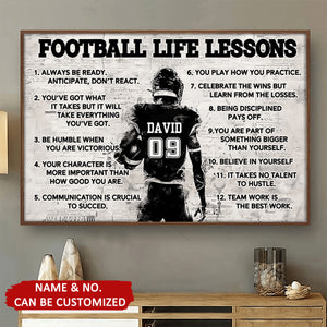 Football Life Lessons Personalized Canvas, Gifts For Football Player