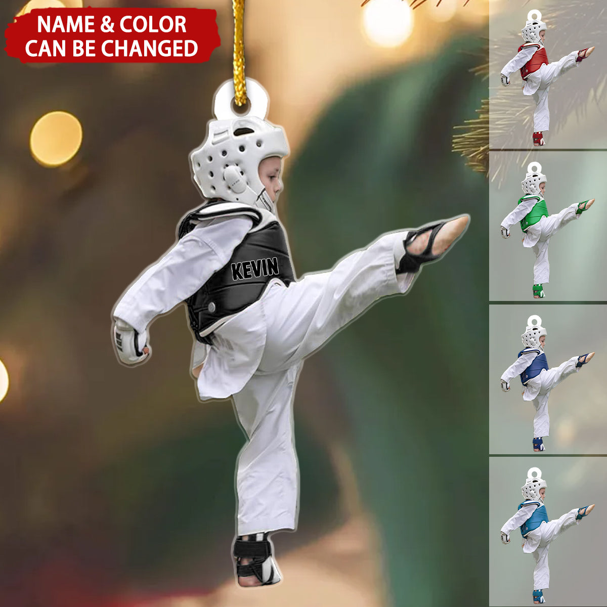 Taekwondo Kid Personalized Christmas Ornament, Gift For Grandkid Kid