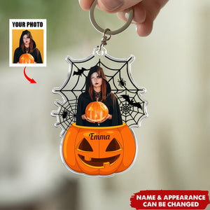 Scary Monster Kid In The Pumpkin Halloween Gift - Personalized Acrylic Keychain