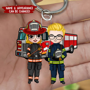 Personalized Firefighter Keychain - Gift For Couples