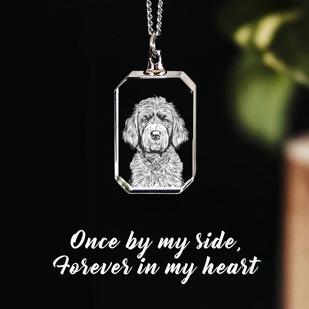 For Memorial - Once by my side, Forever in my heart Transparent Photo For Dog Lover Custom Necklace