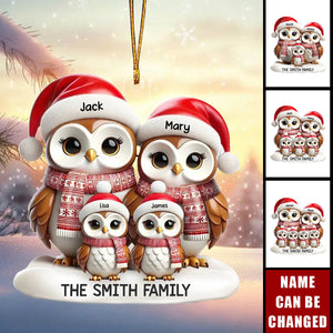 Owl Family Christmas Personalized Acrylic Ornament