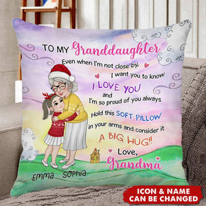 Personalized Grandma And Granddaughter Grandson Hugging Pillow - Gift For Grandkids, Grandma