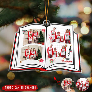 Book Shaped Christmas - Personalized Acrylic Family Photo Ornament