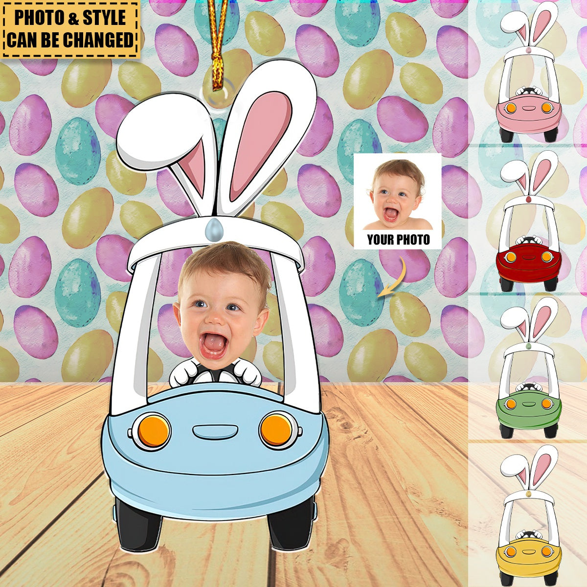 Custom Photo Funny Face Bunny Easter Gift - Personalized Easter Ornament